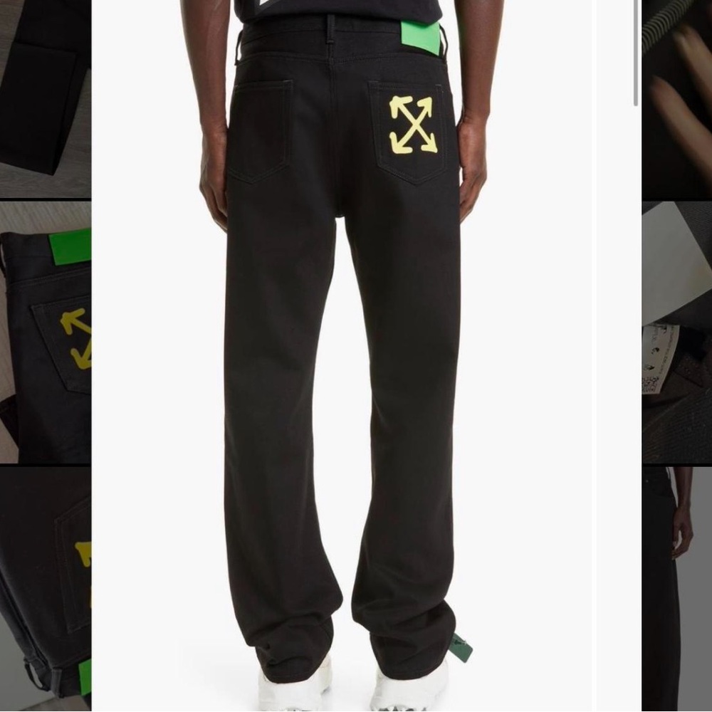 Off-White Black Straight Jeans with Yellow Arrows